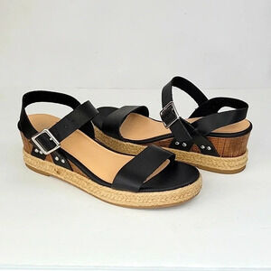 Tommy Bahama Jona Wedge Sandals Black Size 9